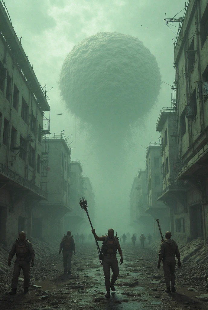 arafed image of a group of soldiers in gas masks and helmets, asteroids realistic cinematic, giant mushrooms, 2019, watermeloncore, movie frame still, nurgle, shot on anamorphic lenses, pixiv, pixar (2018), discord, slimes, cgsociety, 2 0 1 9