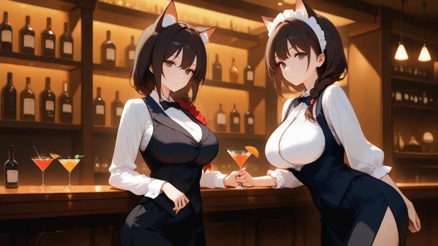 ((Best quality)), (3girls: black hair)