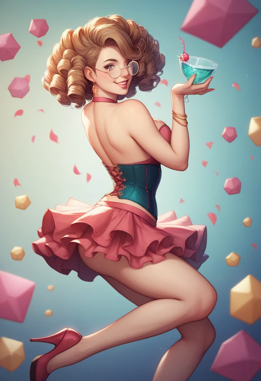 Cartoon IP image，3D modeling rendering effects，Datouhe ，Bubble Mart style，The whole body is brown，Have big eyes，her clothes are slutty，stand up，positive view，4K