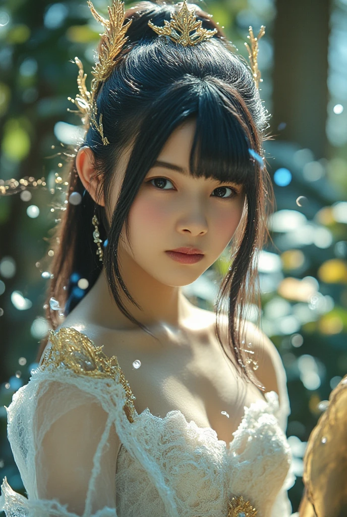 <lora:virtualgirlAim_v20:0.9>, (RAW photo:1.4), (photorealistic:1.7),(intricate details:1.2),(masterpiece:1.3),(best quality:1.4), (ultra highres:1.2), Beautiful face, upon_body, tyndall effect, atmospheric perspective, dark studio, rim lighting, two tone lighting,(high detailed skin:1.2), 8k uhd, dslr, soft lighting, high quality, volumetric lighting, candid, Photograph, high resolution, 4k, 8k, Bokeh, with a sinister castle looming in the distance, castle background, beautiful castle background, ((detailed wedding veil with flowers)), long white gloves,((white lace wedding dress)), (bangs:1.3), hair bangs, sitting down, sitting, outdoors, outside, close up, face close, light blue eyes,