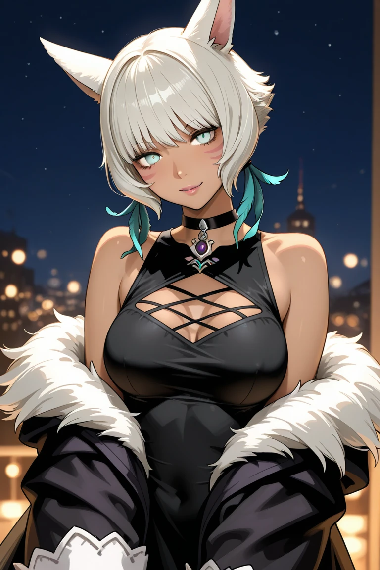 ((Raw photography,top-quality,hight resolution,Ray tracing,nffsw,Best Quality,Post-processing,portlate.3D,PureErosFace_V1:0.7,),(( Shiny white leather bondage costume,golden luxury embroidery,white bdsm,mistress,Bold figure,tight skirts,)))((((short hair hair,Emphasize cleavage,huge tit:4.0,Thin leg,Otto&#39;s eye,Elaborate depiction of limbs,a small nose,Have a perfect body,sleeveless,)))),((tthin eyebrows,long eyelashes,smil,二重まぶた,Vibrant eyes，looking down on viewers,red lipsticks,)),Create beautiful light effects on the background,Light Particle Filter,(finerly detailed face:1.3),chies
