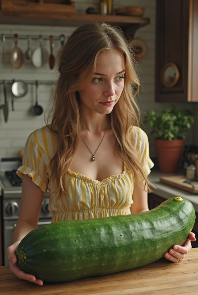 Sarah Gadon surrounded by fruits and vegetables completely naked and smiling
