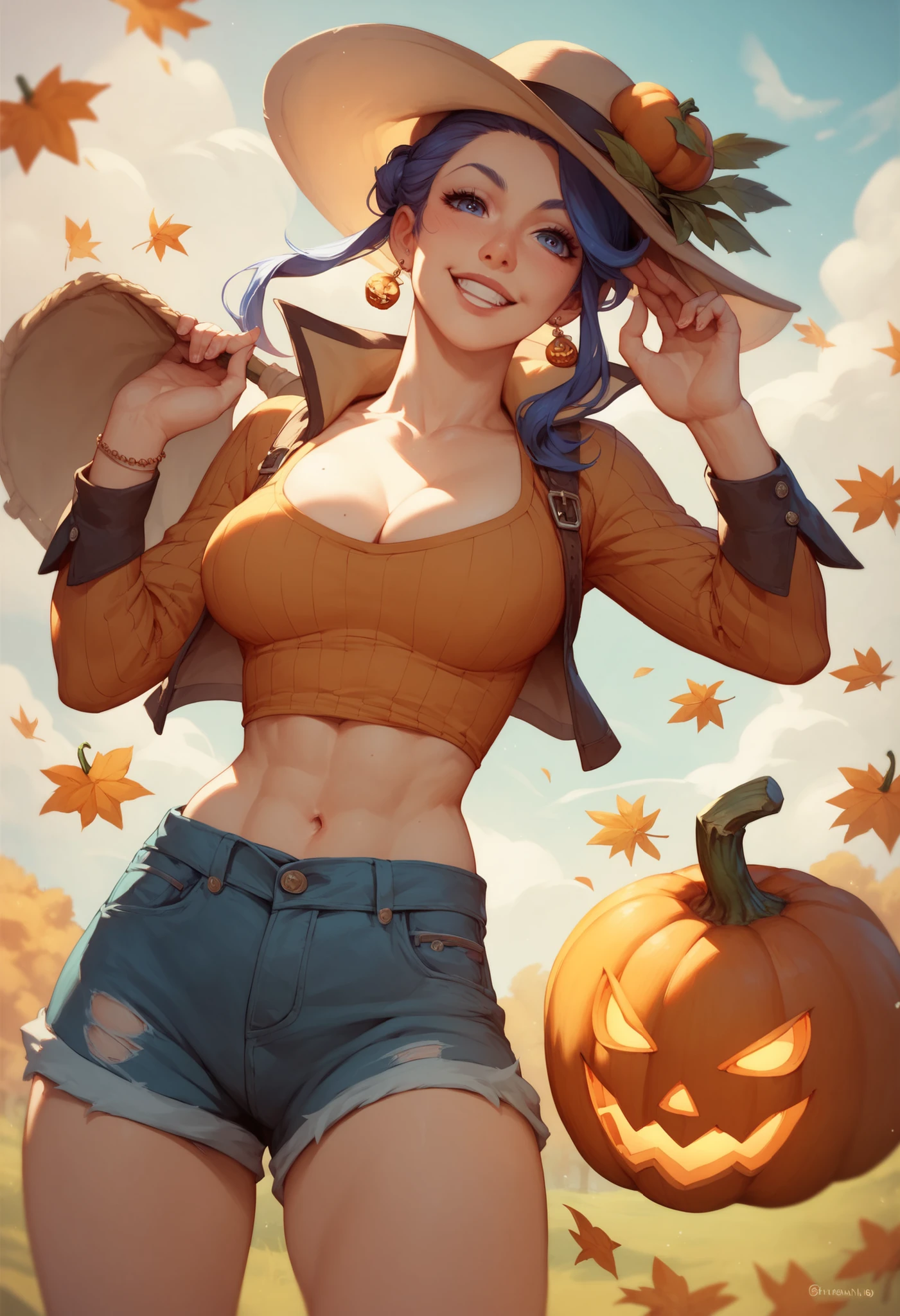 Pumpkin with human face emerging from it
