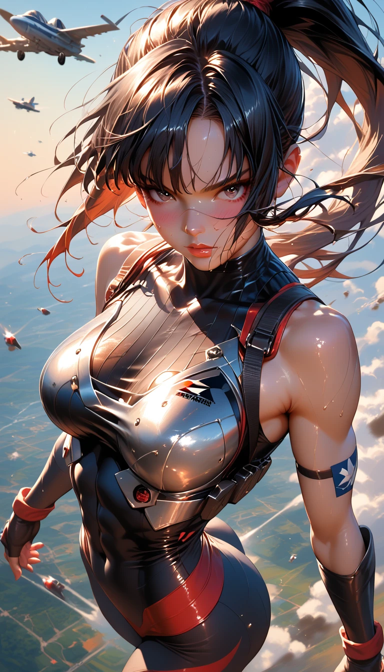 soft light,hdr,ray,dark background, 
(mature female,large breasts:1.2),bodysuit,arms up, bound arms,bondage, (torn clothes:1.2),  (angry:0.66), 
  <lyco:GoodHands-beta2:1.0>