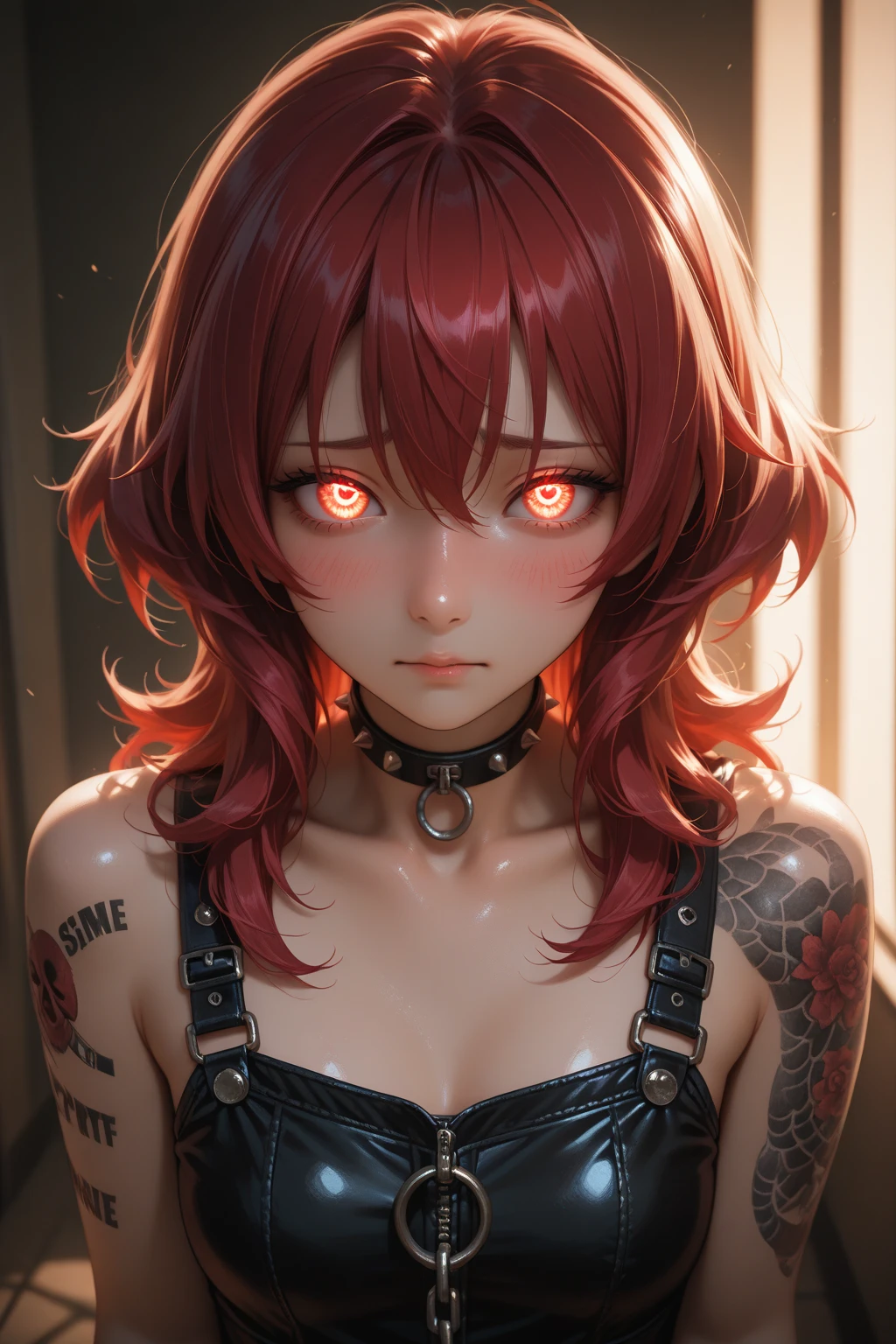 A girl, The character Makima from the anime series Chainsaw Man, fragile, makima, Beautiful figure, Skinny black pants, red hair, Orange Eyes, white shirt, sexypose, Realistic, Very detailed, handsome body, Detailed body, Detailed hands, Detailed, Vibrants, Detailed Face, Makima's character design. Very detailed, Detailed body, Detailed hands, Detailed Face, anime art, extremely detailed CG unity 8k wallpaper, detailed light, Cinematic lighting, chromatic aberration, glittering, expressionless, epic composition, dark in the background, Cherecter Desing, Very detailed, Detailed body, Vibrants, Detailed Face, sharp-focus, anime art, Vibrants, Detailed Face, Hugh Details, sharp-focus, Very drooping face, A detailed eye, super fine illustration, better shadow, finely detail, Beautiful detailed glow, Beautiful detailed, Extremely detailed, expressionless, epic composition, Presented at artstation, Octane Render, artstation hd, Cinematic, 4 thousand., hypermaximalist, elegant