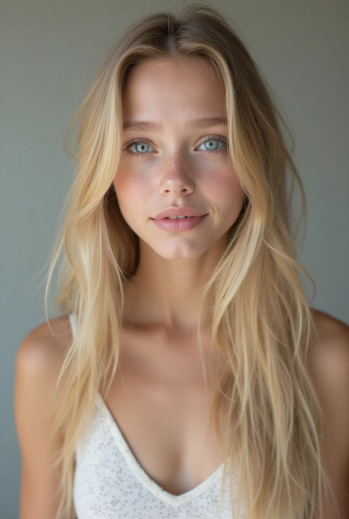 Photo of a 20 year old European girl, CRUDO, mujer hermosa, (Cabello rubio ondulado extralargo), ((retrato)), ((detallado face:1.2)), ((Rasgos faciales detallados)), (piel finamente detallada), pale skin,