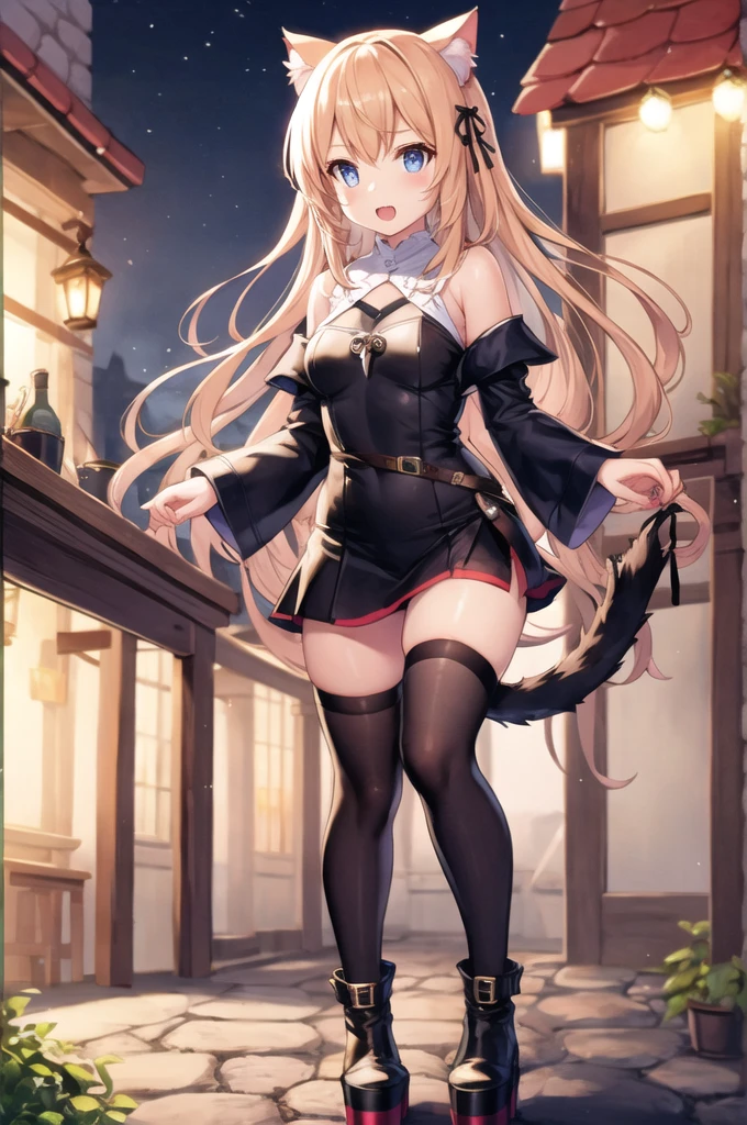 Hood \(warship girls r\),((masterpiece)),(((best quality))),((ultra-detailed)),((illustration)),((disheveled hair)),((frills)),(1 girl),(solo),1girl, animal, bangs, bespectacled, black gloves, black legwear, blonde hair, blue eyes, blue flower, blue footwear, breasts, buttons, cat, cross, dog, dress, fishnet legwear, fishnets, flower, fox, full body, garter belt, garter straps, glasses, gloves, gun, hair flower, hair ornament, handgun, hat, high heels, holding, holding cat, jacket, lace, lace-trimmed legwear, lace trim, large breasts, long hair, looking at viewer, open mouth, puppy, red-framed eyewear, rose, semi-rimless eyewear, shiba inu, shoes, side slit, skirt, sleeveless, smile, snowflake hair ornament, standing, star \(symbol\), star hair ornament, star print, thighhighs, thighs, under-rim eyewear, weapon，Moderate legs