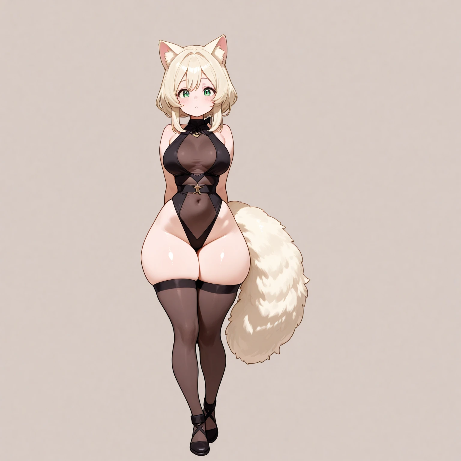 by zackary911,zackary911, eevee anthro, black hoode, solo, one character, blue eyes, female, fluffy fur, big fluffy tail, breast, fluffy fur neck, long white hair, wide hips
