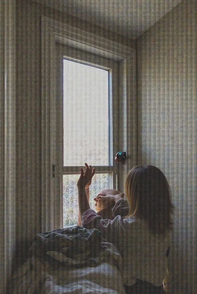 People listening to noises in the attic of their house