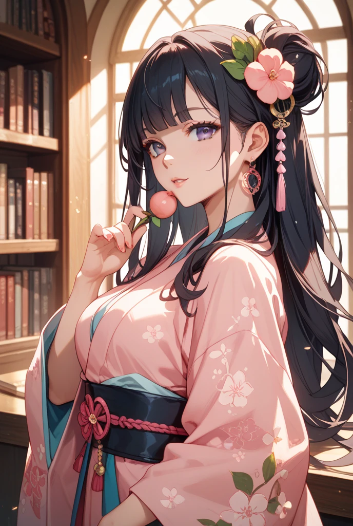 Heian period, noble, Black-haired beauty, kimono, Murasaki Shikibu, Write a haiku, Tatami room, Sliding doors