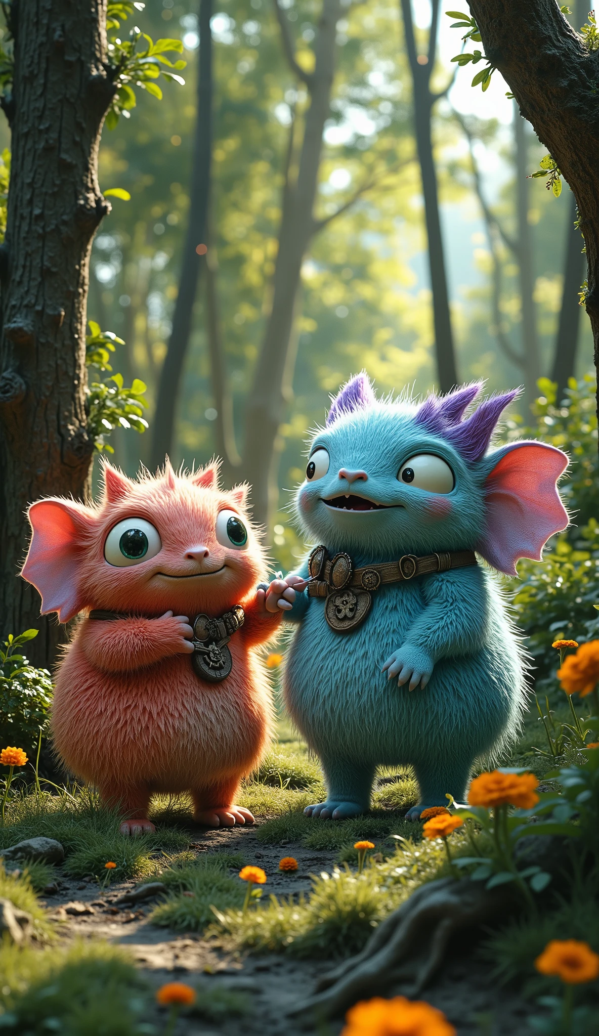 live-action、real、8K、HDR、cute monsters live in the woods