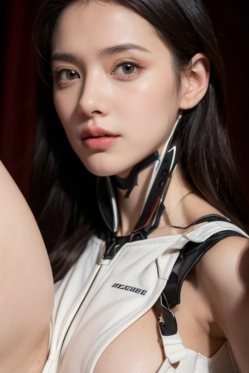 Anime-style female character,futuristic cybernetic enhancements,mechanical arm,blue hair with ombre effect,teary-eyed expression, questioning gaze,digital art,painting,hospital scene,woman patient,lying down,IV drip,medical equipment,hospital bed,bandage on head,unconscious,tube insertion,emergency care,indoor,somber mood,low lighting,shadow and light play,medical monitor,hospital room,pillow,overhead perspective,health care setting,serious condition,life support,contemporary art,realism style,emotional impact,dark tones,medical drama theme,delicate facial features,fair skin,white futuristic armor,chest harness, Break Raw,16K,ultra high res,cinematic shot,twilight lighting,volumetric lighting,dramatic lighting,(sharp focus,photorealistic,realism,depth_of_field:1.5),