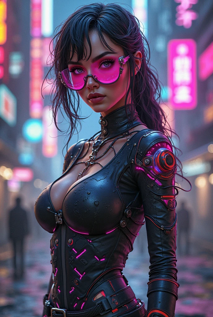(Masterpiece:1.2),(highest quality),(super detailed),(super high resolution),(best illustration), 8k,wallpaper,beautiful cyborg,full body,psychedelic,vector art,layered textures,progressive,pop,sci-fi,cyberpunk,super sexy,mesmerizing cleavage,