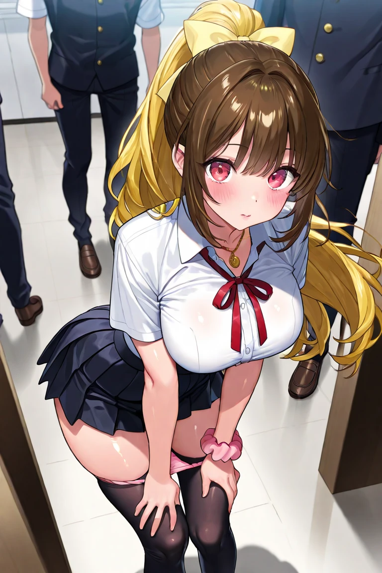 ((Vulgarity:1.4)),Ultra-realistic 8K CG, Picture-perfect perfection face, perfection, masterpiece, 2 womanの子,  Sword Art Online - Yuuki Asuna [Browsing Caution Support],In a glass elevator,(((Surrounded by many men 1.3、The crowd is amazed:1.3、Anime Penis:1.3)))、 Colorful Hair, Long Hair, Braiding,Chestnut Hair , alone, silver plates,shirt,skirt,Knee socks,garter belt,bondage,(Embarrassing:1.21), blush, Drooling, Sticking out tongue,((顔と胸にejaculation:1.3)),,((Sex with a man&ejaculation:1.5)),  Pee, Nipples,, Wet clothes, slave, Browsing Caution,((vibrator:1.3)), Sexy panties, pubic hair, Shiny Pussy Tattoo, Camel Toe, woman,Fall into pleasure、Blindfold、Excessive sweating,Your clothes are torn,((Obedient blowjob:1.3)),topless+,Collar with chain,((Sex Machine:1.3+Strong vibration),Breast milk瓶+Milking machine:1.3,Breast milk),