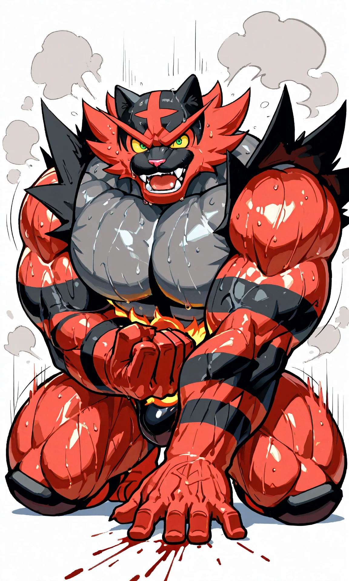 masterpiece, hi res <lora:IncineroarFRL22nO:1> incineroar huge ass, muscular male, thong <lora:UpshotPecs v0-6:0.8> upshot ass, holding legs, pawpads:1.3, (foot focus), foot close-up, first person view, low-angle view, worm's-eye view, smirk, 4 toes, crouching dangpa