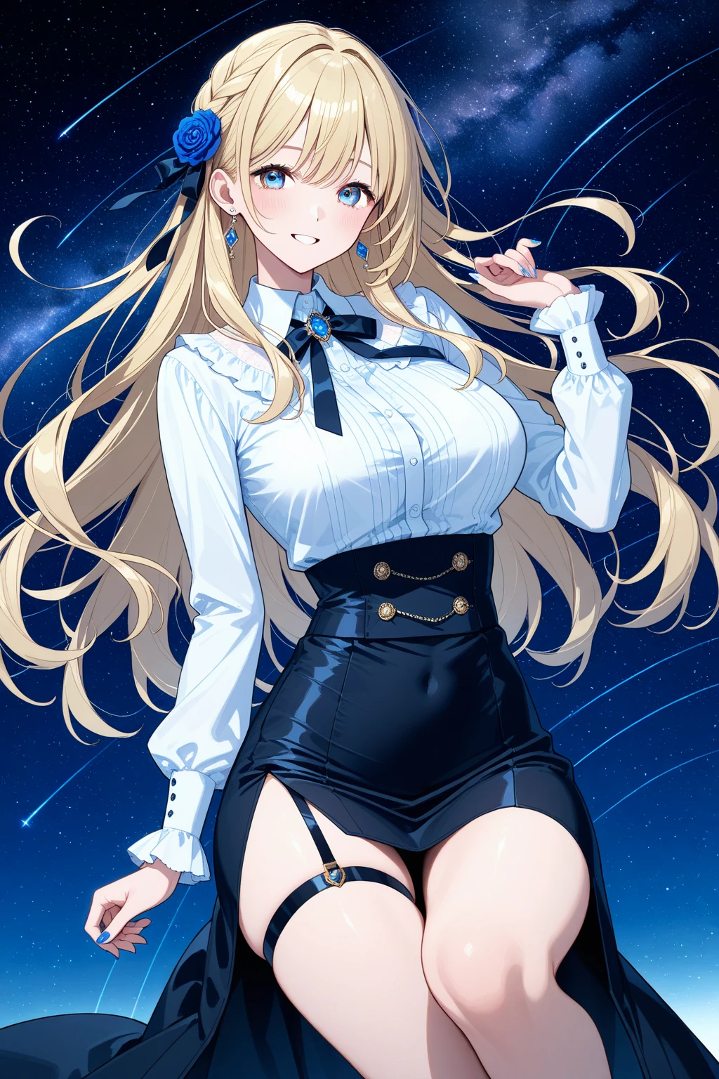 top-quality、realistic touch,high-detail、photoRealstic、Long body、captive beauty、big eye、Colossal tits、Strong platinum blonde eyelashes、platinum-blond、full body Esbian、Sparkling eyes、Submissive smile、Flushed cheeks、Kamimei、thin-waist、Voluptuous thighs、Enraptured look、Raked bangs、The forehead is protruding、Tight sailor uniform、sleeveless、Tight and short skirt with a large slit、Inside a school classroom、She isn't not wearing panties、High-waisted skirt、maid costume