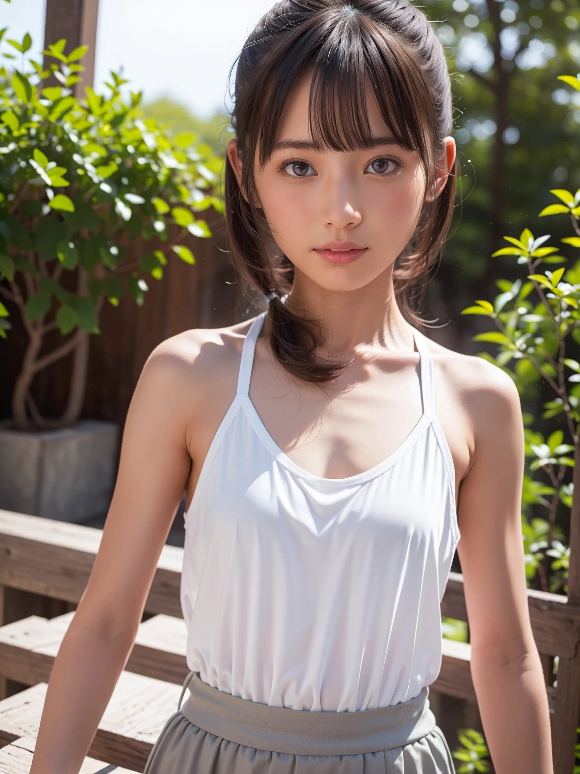 ((Sex in the great outdoors)), (Petite and slender body line)、Small beautiful breasts、Thin thighs、Small beautiful butt、Narrow waist、((Beautifully shaped crotch、Hiding and secretly masturbating:1.2、She squirts forcefully from between her legs.:1.2)), (Detailed eyes and face:1.2, Professional photography techniques)、(Perfect Anatomy)、(Gaze at the viewer、Shy face:1.2、Young Face:1.2、blush:1.2)、(Highest quality、Highest quality、Masterpiece、Ultra high definition、Reality)、(Detailed hands and fingertips:1.1)、(Dynamic Pose:1.2)、( Smooth, straight, beautiful hair)