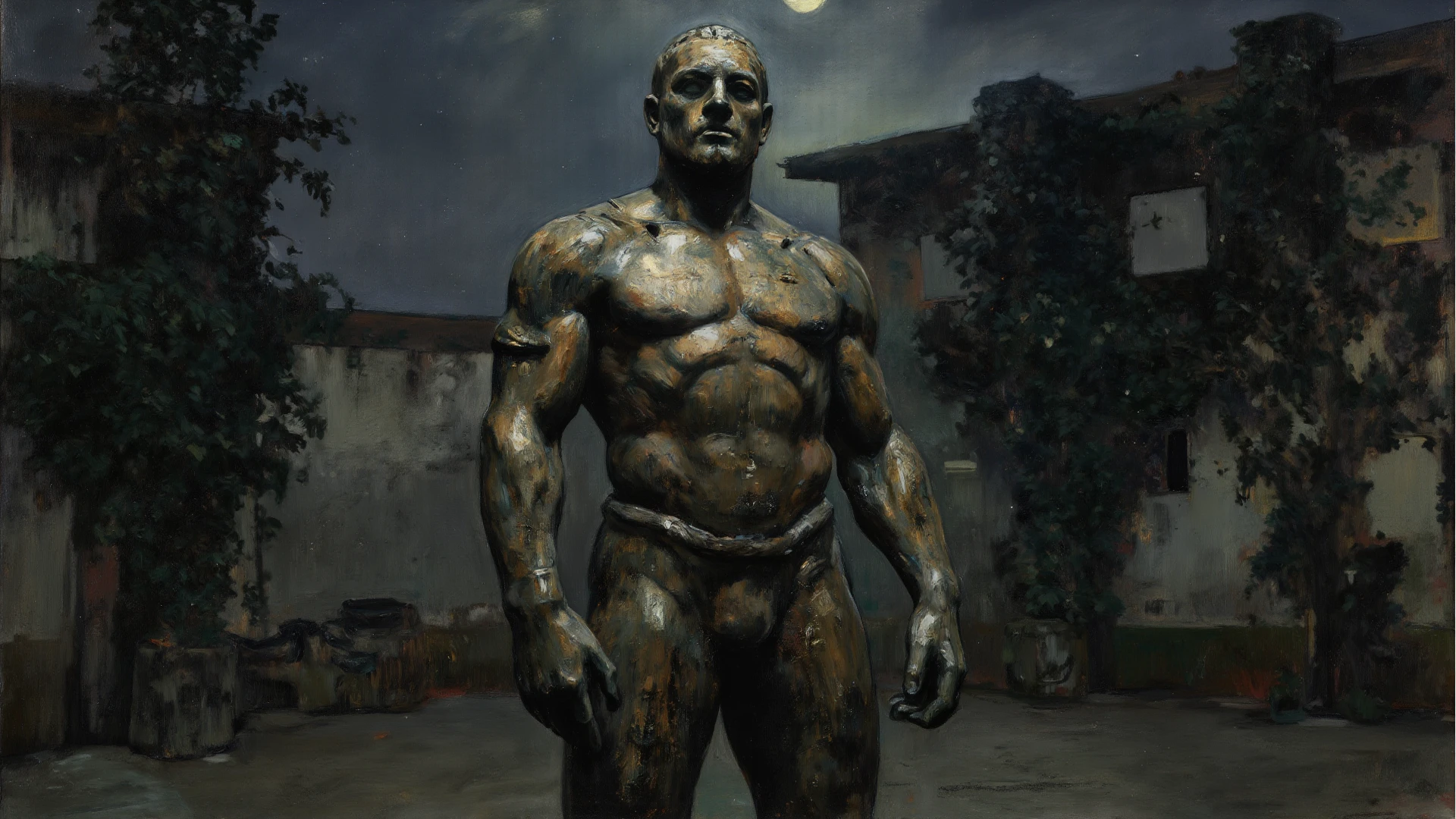 full body, oil Painting, a portrait (( male Vampire)), ((pale white skin)), (White skin 1.2), looming castle background, chest, abs, ((Flaccid penis)) chiaroscuro mood, oil painting, classic era, elegant pose, Bouguereau paintings art style, perfect light, high resolution, high quality, sharp focus, elegant,((Soft impressive impasto perfect composition)) perfect face, edge lighting, intricate, oil on canvas, masterpiece, concept art, perfect light, artwork masterpiece, ominous, matte painting, h. r. giger and beksinski,