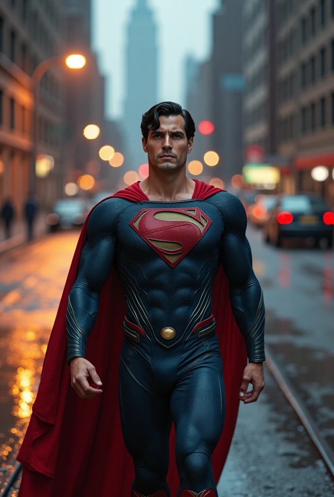 Action shots by M1lly4c0k2222 ((Wearing a more revealing black and silver version of the evil Superman suit, the Man of Steel)), Large Breasts, Fit body, (There are explosions in the background,The city is in ruins), Style - BladeRunner2049-8v Intricacy, High Detail, Clear focus, dramatic, ((Reality))