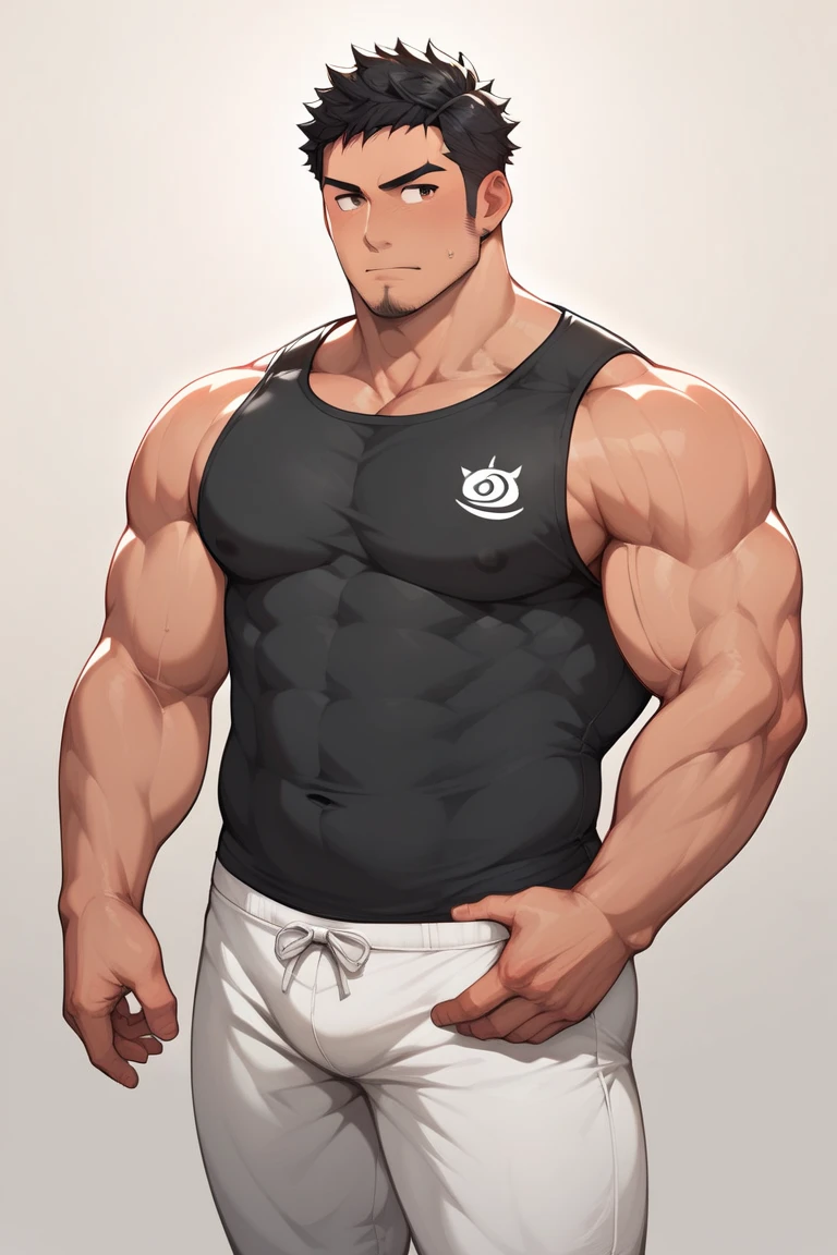 1 Cute Muscular gay, double bicep pose,