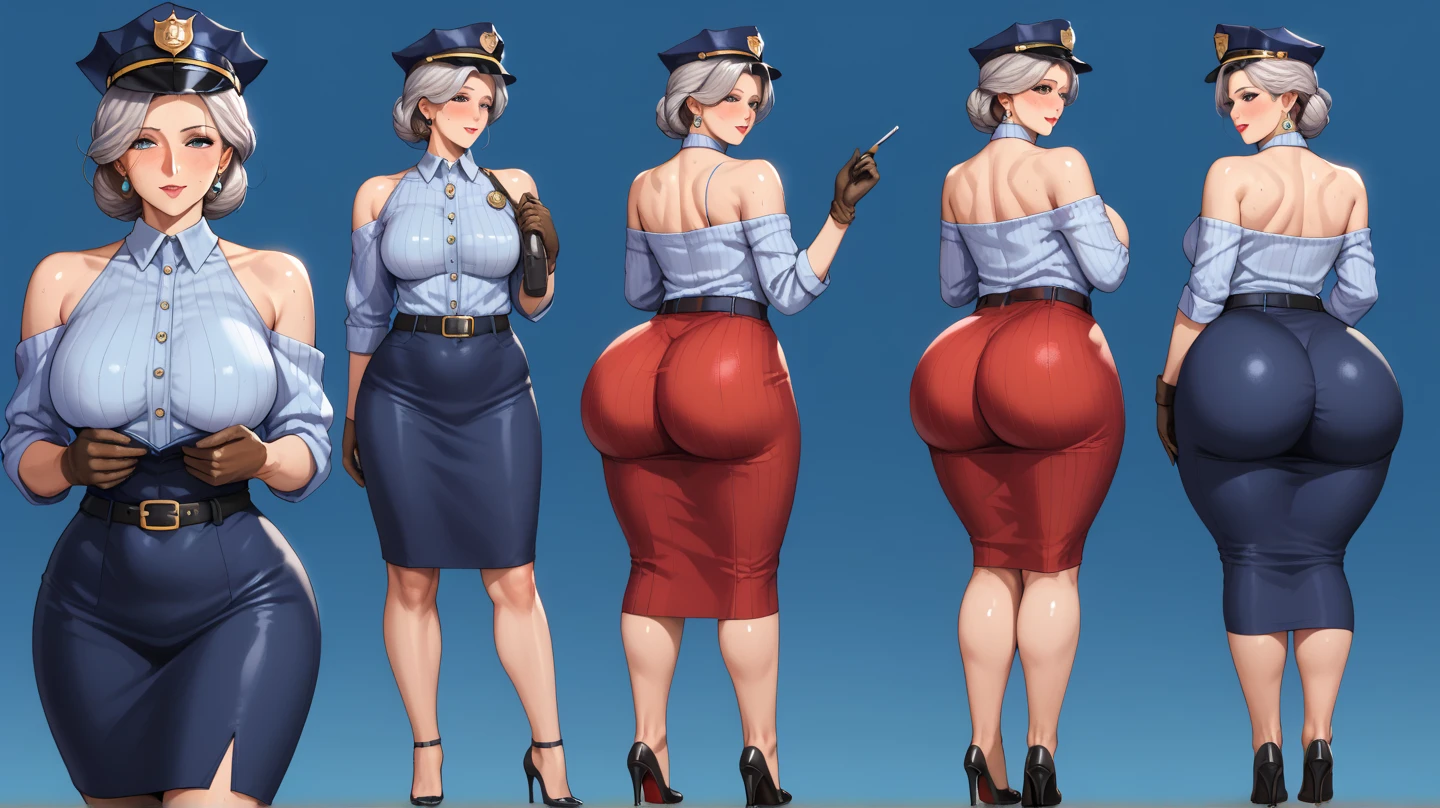 ((masterpiece)),(((best quality))),((character design sheet)), ((full body view)) ((native girl)) mature face, defined cheekbones, high cheekbones, illustration, native girl, muscular, ((detailed face:1.4)) beautiful woman, (vintage clothing:1.4), (full hair:1.6), (trench coat:1.4) (straps:1.3) , shiny skin, scribbles and marks,(puffy lips:1.4) , rough sketches, gigantic breasts, 8k,16k, (simple background, white background: 1.3) white and blue color palette, brown legs, brown arms, brown face