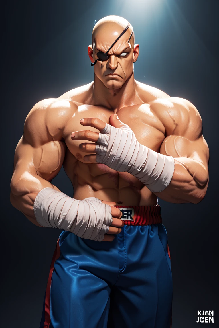 (Johnny Cage - Mortal Kombat), a muscular and athletic man, with brown hair and blue eyes. He often wears stylized combat gear., often with sunglasses and distinctive tattoos.