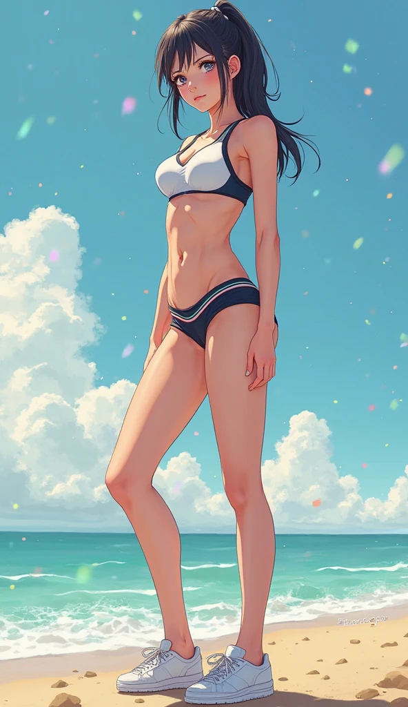 beautiful woman (anime), slim body, long legs, high heels, (Elegance) (Minimalist line) (Nude:1.4)