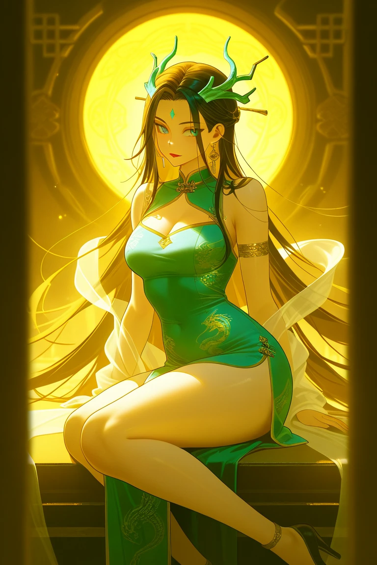 Long Black Hair　A sexy　Sun flower　Yellow eyes　Beautuful Women　suns