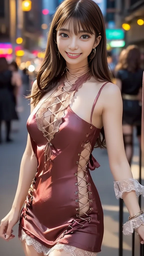 (Very detailed)、Ultra-Genuineistic movie master pie with ((Very detailed photo a woman (Christy Wren))), 最high quality, 8k, Tabletop, Ultra HD, 1 Girl 22 years old、Fashion Supermodel, 最high quality, high quality, High resolution、Fashion Supermodel、((Wearing very complicated and flashy streetwear:1.44)), Genuine:1.57、photoGenuineistic:1.57、Very delicate and beautiful、((masterpiece:1.3)), ((Absurd))、((Sharp boobies))、(Beautiful Face:1.45)、(Detailed face:1.4)、(detailed eye:1.35)、(Detailed lips:1.2)、(Detailed nose:1.2)、(Glamour, Paparazzi take pictures of her)、(Perfect Proportions)、((shot in the knee:1.4)), ((Fearless look))、Tight waist、((A beautiful girl with long legs and a good figure:1.4))、Beautiful legs、((Firm, normal, full breasts:1.3))、((Sexy ass))、(Stand facing forward:1.4)、((Light dark short hair、Very detailed, Professionally made hairstyles))、 ((black_eyehadows:1.4))、 (very dark dark red_lipstick:1.42)、((perfect round eye))、 ((red_eye:1.4))、 black_compensate:1.35、(Improvement of quality:1.4), (best quality Genuine texture skin:1.4),(Matte skin:1.3)、