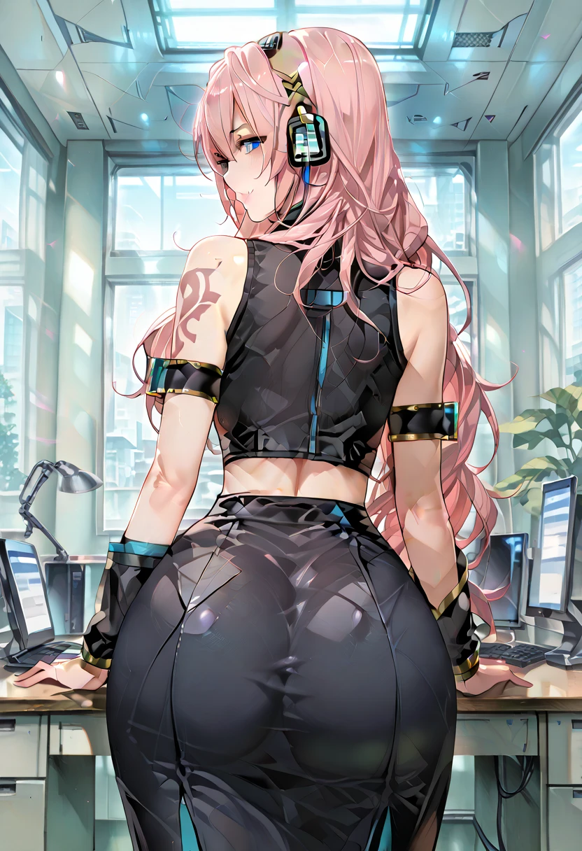 Anime women looking back in tight clothing 