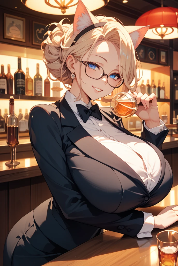 ((master part)), ((best quality)), (ultra-detalhado), ((kawaii)), (fofo), (Lovely:1.4), ((????)), (Foi), ((extremamente detalhado)), 4k, (8k), best quality, (Beautiful), illustration, estilo anime, Pintura, Dynamic angle, cowboy shot, (de curinga:1.4), contorno pesado, Contornos claros, gradation, foco de corpo inteiro, Inside the bar counter, (Noite), Menina fofa s, 1girl em, sozinho, barman, Bartender Oeste, shaker, cabelos pretos, Cute random colored eyes, ((Olhos bonitos)), Pele levemente cor de trigo, short hair, Glutes, (gigantic and massive ????:1.4), esguio, delgado, glasses, bowtie, sorrir, (corar:1.5), boca aberta pequena, efeito espumante, Reflexo da lente, brilhante-cintilante, Brilhando