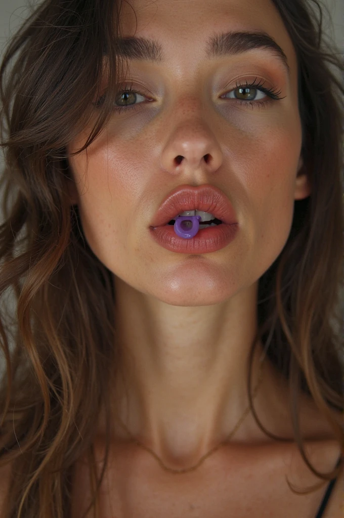 um close up de uma mulher com uma pirulito na boca, arte digital por Dionisio Baixeras Verdaguer, tumblr, incoerente, Horror, agorafobia, oh no, exploitable image, nongraphic, inrincate, sem gradientes, humor, Isono, No more, indignado, incongruente
