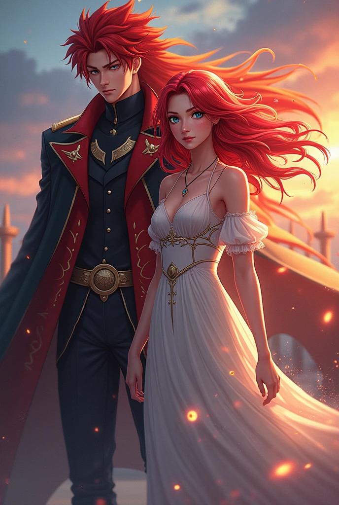 um casal juntos, homem viril, mulher linda com cabelo vermelho, muito sensual e sexy, olhar penetrante, fleshy lips, mulher com cara de puta