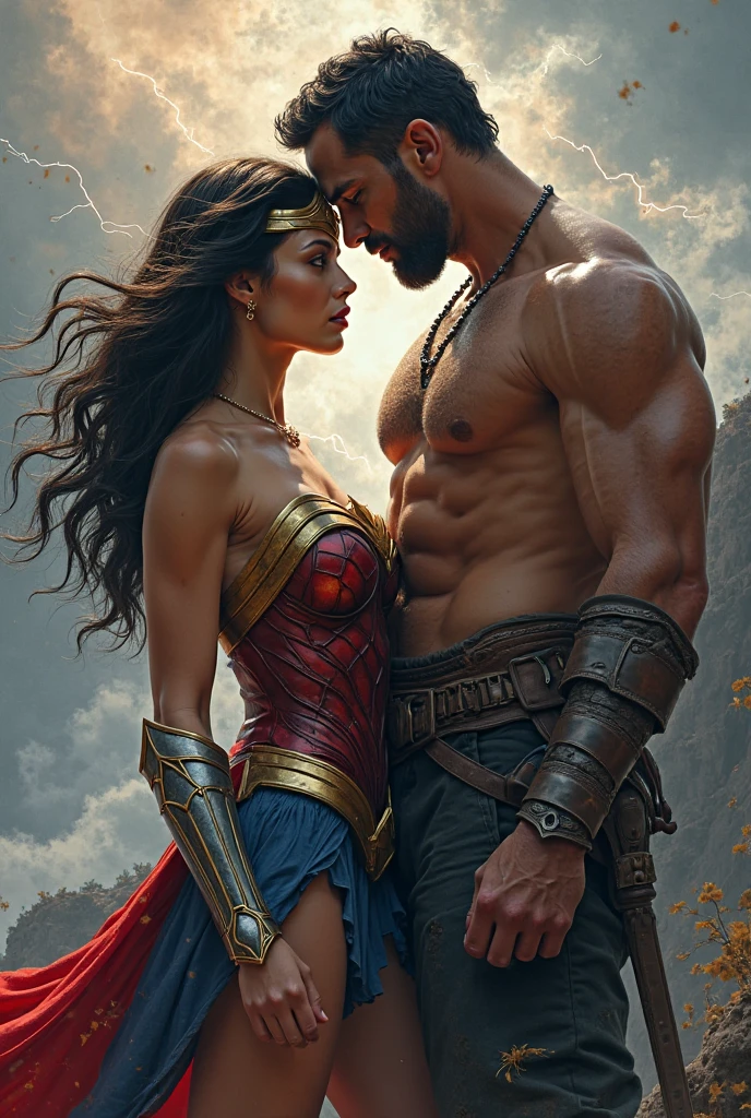 Hulk and Wonder woman sex in the sofa, Hulk hold hand and squeeze breast wonder woman. Make realistic , 8K, ultra HD. Detail .