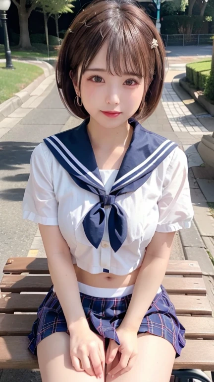 ((best quality)), ((masterpiece)), (detailed), 1 Girl, Ultra-short sailor suit,Exposing underwear， short hair，charming