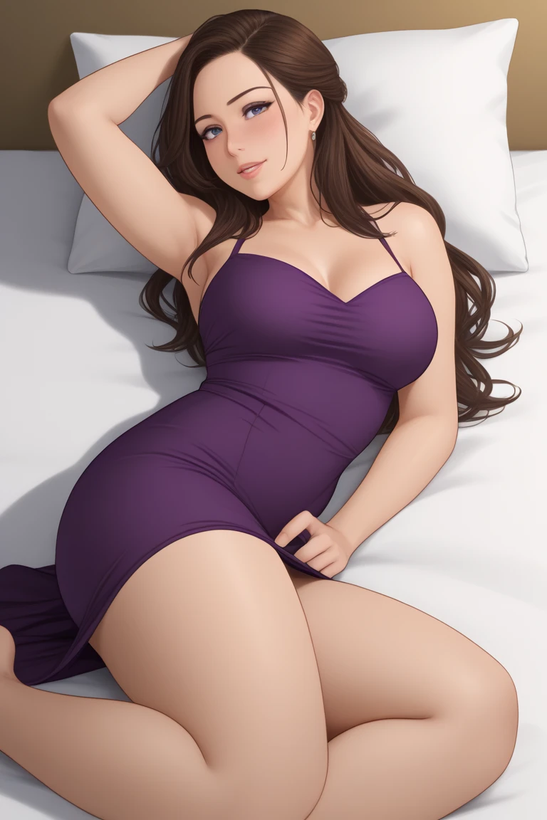 Girlfriend lying on the bed In four