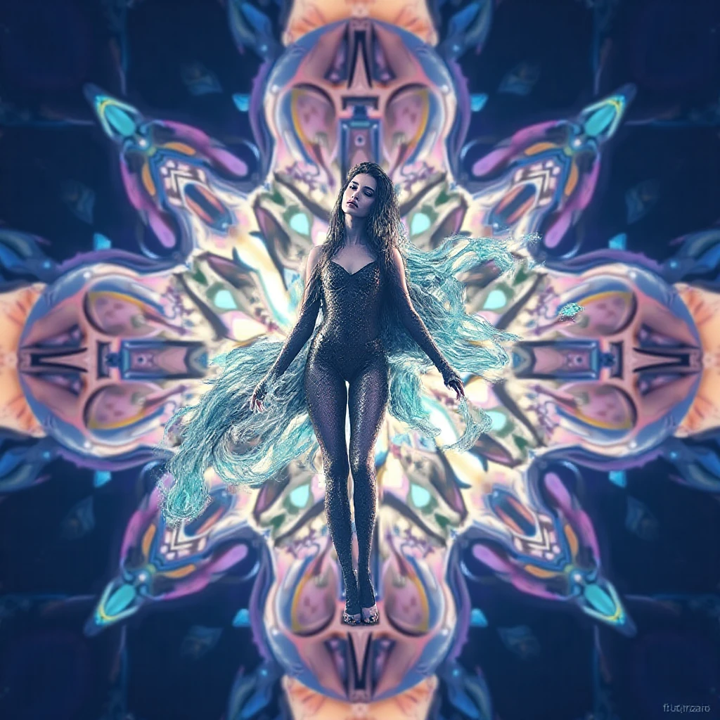 (Full body shot), an extremely detailed photorealistic photograph of a very beautiful Caucasian woman posing sexually (showing her entire body) on the beach, straight dark rainbow colored hair, (Beautiful Feet), wearing a futuristic dark multicolored string bikini 👙, visually rich, emotionally confident, detailed environment, fantastical, imaginative, visually rich, atmospheric, vibrant lighting, uhd, high resolution, 8k, photorealistic, intricate masterpiece, best quality, best detail, Fujifilm XT4