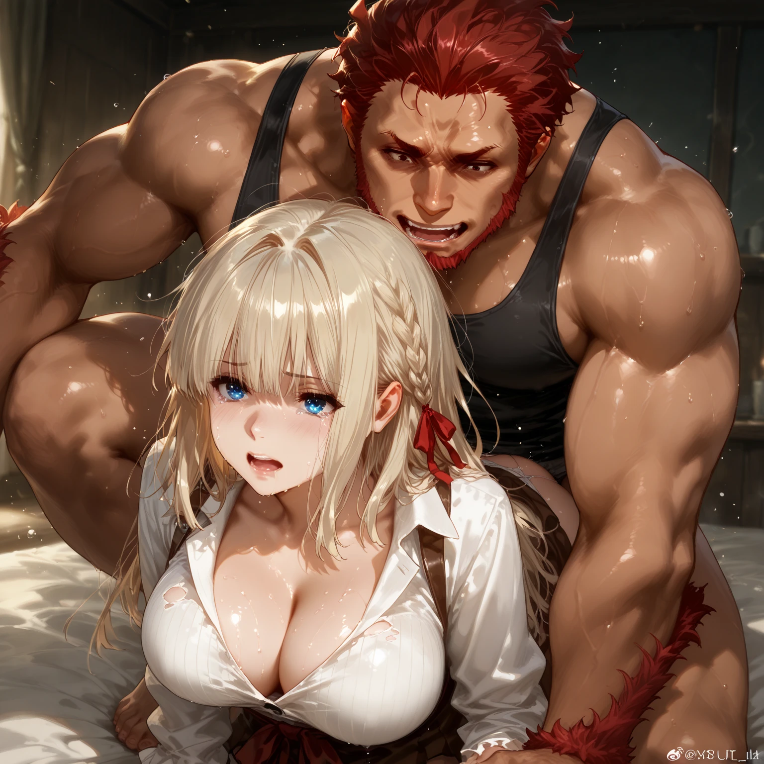 　NOD 　Game Characters　Crown　Platinum Blonde　long hair　Heinstein Castle Bedroom　Muscular　Naked　Ecstatic expression　　The whole body is covered in white semen　Convulsions　(Intense sex between a man and a woman)　Creampie　scream　　Intense cowgirl　thin　West LINE　Beauty　Beautiful belly button　Sweaty　cloudy semen　I am only a translation agent　Berserk