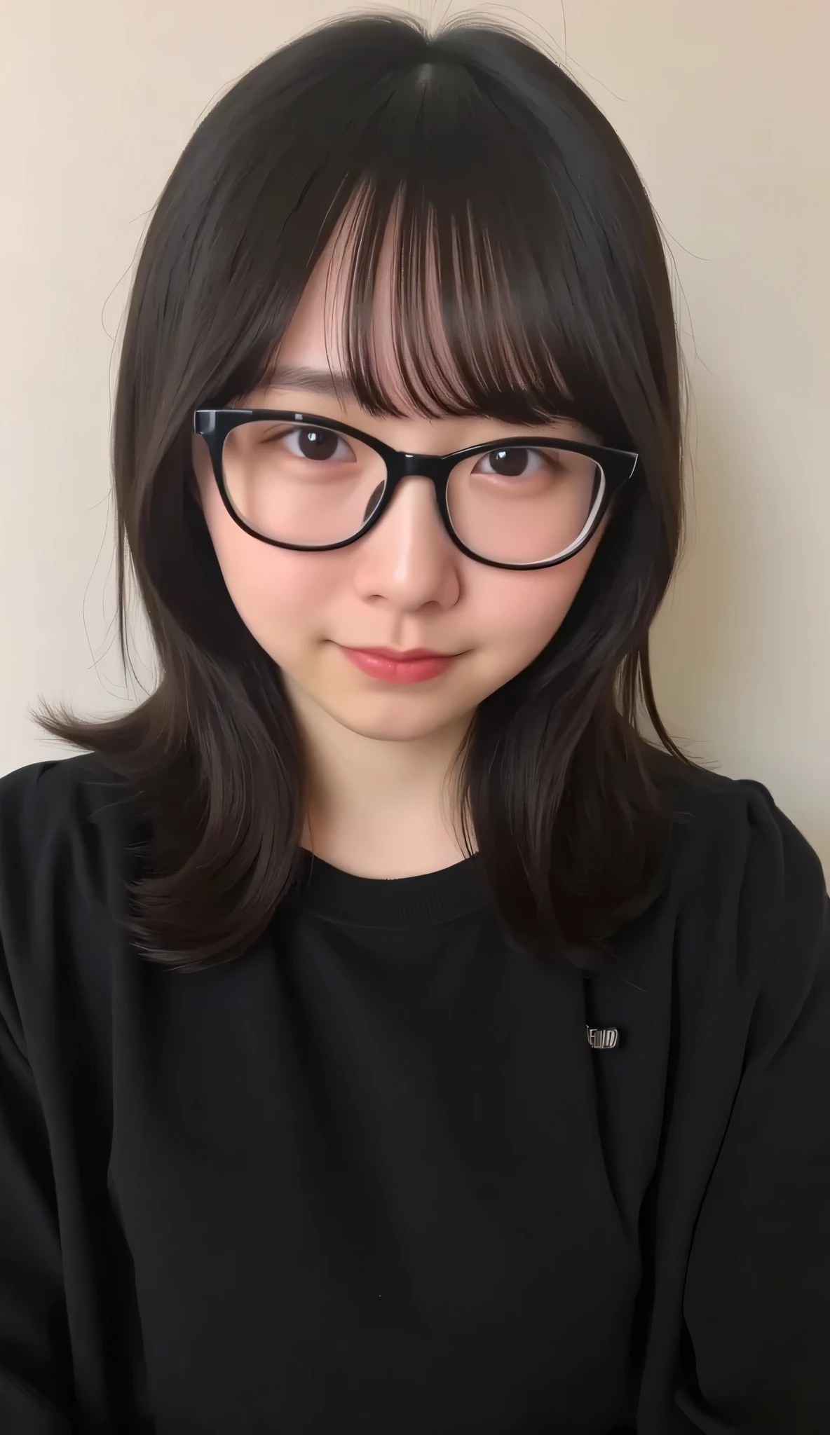 1girl, Solo, High Resolution, Masterpiece, Anatomically Correct, Accurate, real proportions, detailed skin, detailed face, Best Quality, real life style, black hair, bob hair, glasses, black clothing, portrait, tween 