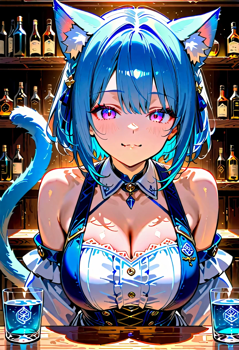 beautiful, masterpiece, Highest quality, Detailed Images, colorful, Vibrant colors, (outside, nature, Dense forest, log), alone, Detailed face, Perfect lighting, Perfect Shadow, Perfect Eyes, Girl Focus, Perfect Hair, blue eyes, Perfect Face, Gorgeous body, Hourglass-shaped body, Shiny body, One girl, alone, Bare shoulders, Upper Body, The body was cut off, short hair, Open your mouth, Very large breasts, Saggy tits, Animal ears, jewelry, Green Eyes, Blue Hair, clavicle, hair band, Cleavage, tattoo, necklace, Fox Ears, Fox Girl, gem, Furry, Circlet, Furry female, Body hair, White fur, Animal Nose, yellow hair band, Nose first, Two-tone fur, Yellow choker, Blue fur, White loin cloth, Golden Good, Ending,
(((Cowboy Shot, Fascinating, Smiling fox)))