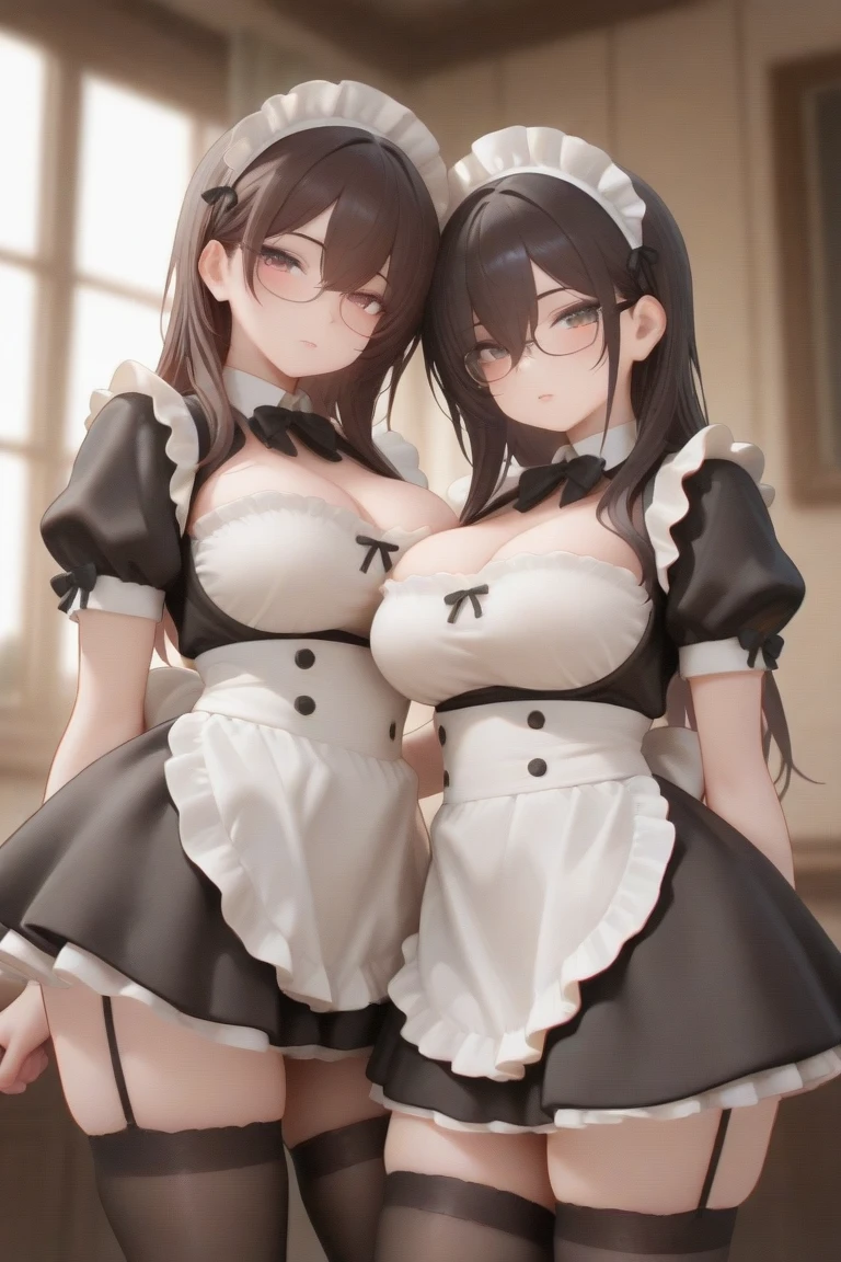 1 solo maid standing, standing in glass wall, BREAK, (thin long legs:1.3), (slim thighs:1.1), (huge perky breasts:1.3), (inconceivably thin waist), BREAK, (frilled too short miniskirt:1.25), (black thighhighs), thigh gap, highheels, pigeon toed, BREAK, smile for viewer, nose blush, (open mouth), heavy breathing, BREAK, skyscrapers in distance, BREAK, full body, masterpiece, nsfw, orgasm, topless