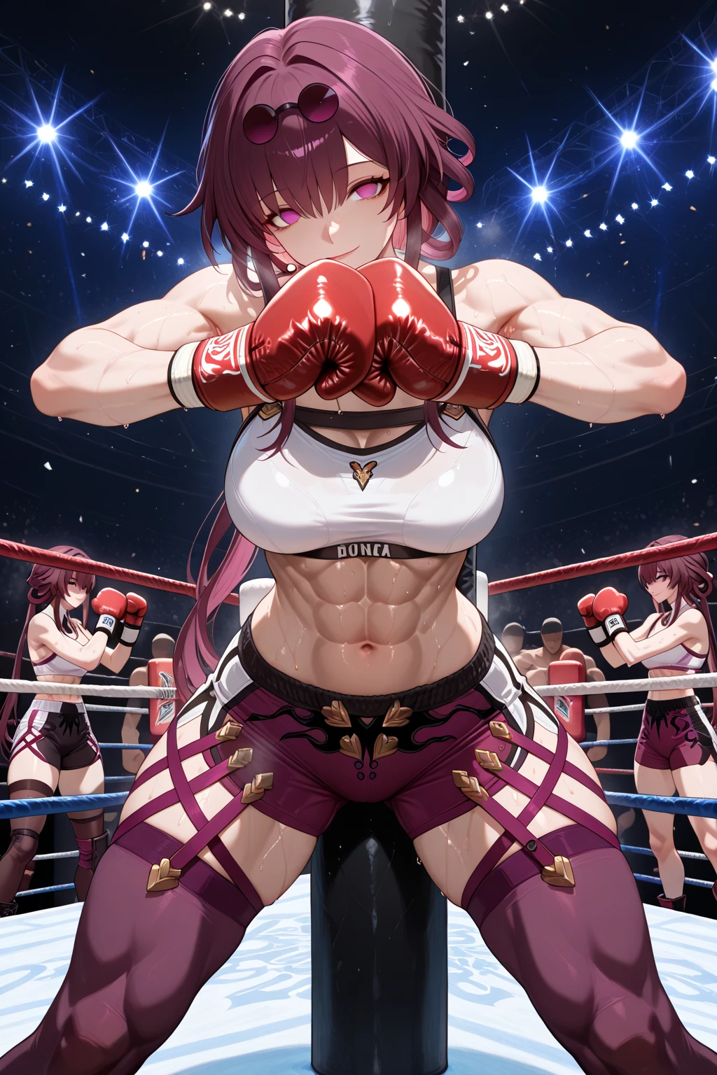 Male athlete and beautiful idol female mixed martial artist fighting in the ring。Beautiful Idol Female Mixed Martial Artist Scars Being Roughly Treated by Male Players。Sweat。muscle。six pack。naked。breast milk。