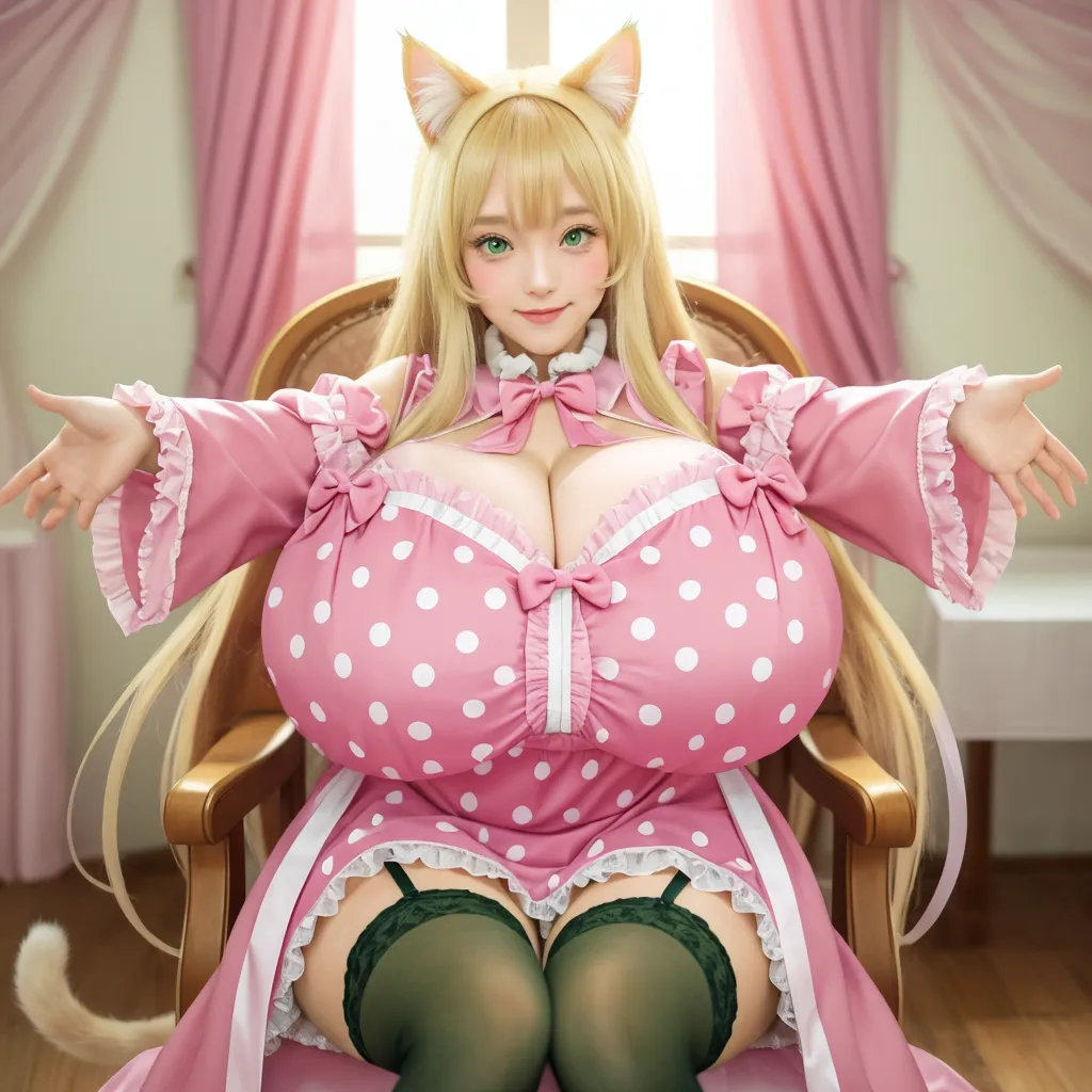 an east asian girl, (cute face:1), (lewd face:1), intricate face details, detailed face, golden ratio face, ((huge breasts:1)), ((large breasts:1)), ((giant breasts:1)), ((big breasts:1)), ((slim waist:1)), ((big butt:1)), ((big hip:1)), ((big thighs:1)), ((thick thighs:1)), ((intricate hands:1)), ((detailled hands:1)), ((intricate feets:1)), ((detailled feets:1)), (polished skin:1.3), (sweaty:1), (thicc:1), (erotic:1), (perverted:1), (she is sexually aroused:1), (full body:1), (look at viewer:1.3), 64K, UHD, HDR, global illumination, (high quality, high detailed, hyper detailed, extremely detailed), photo realistic, ultra realistic, art photo, (clarify the details, detailed parts body), intricate artwork masterpiece, trending on artstation, (horny face:1), massive mommy milker, (light blonde hair:1.3), (dark blue eyes:1.3), standing, posing, bedroom, glass window, curtains, tables, bed, (red sweater:1.3), tight clothes, (real cat ears:1.3), both hands behind the head, pillow