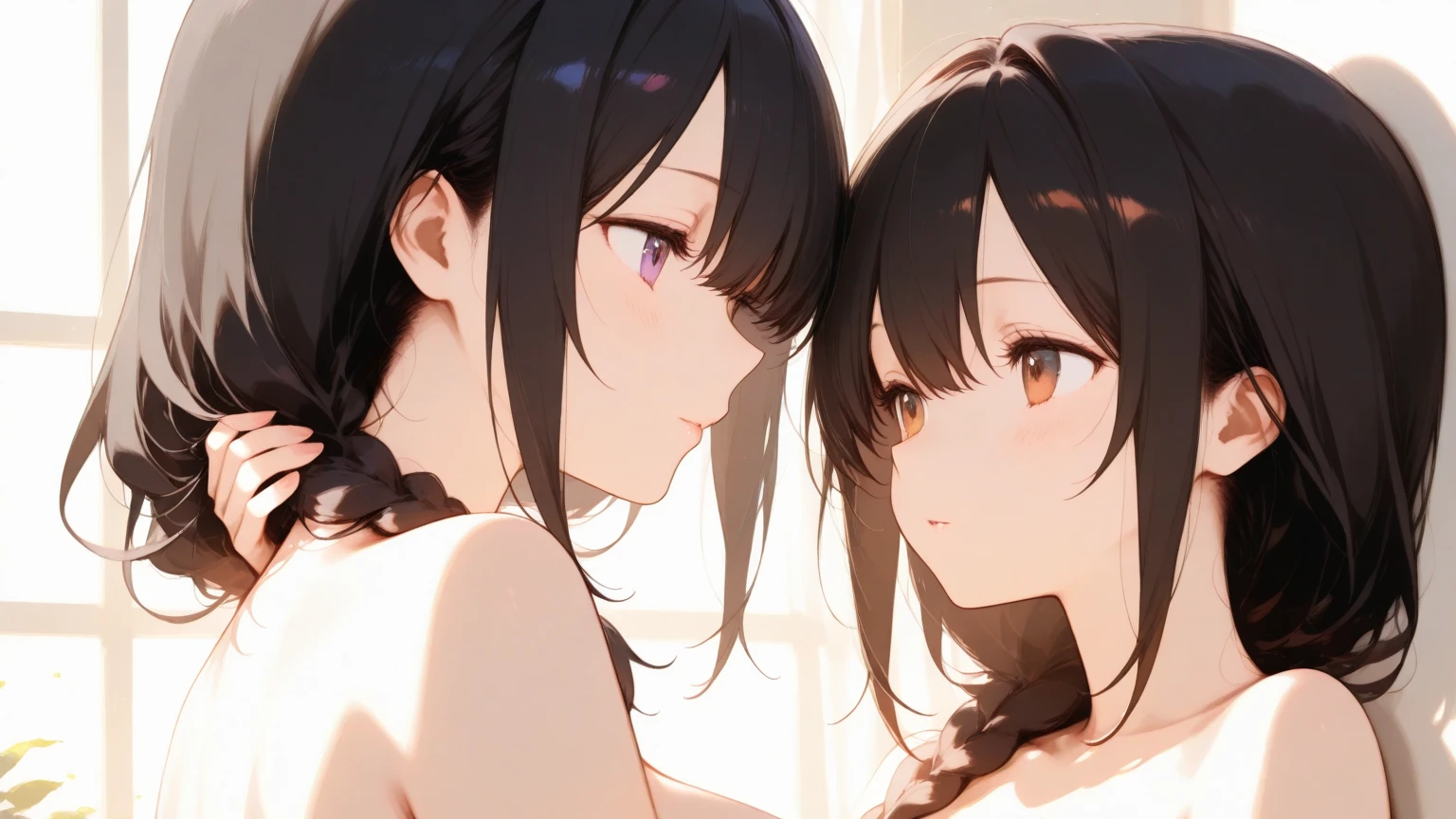 Highest quality,masterpiece,An idol group made up of high school girls,Completely naked,Nipples,Black Hair,A good friend,Behind-the-scenes shots from a nude photoshoot,Photo studio,chatting,Slender,Small breasts,A little pubic hair