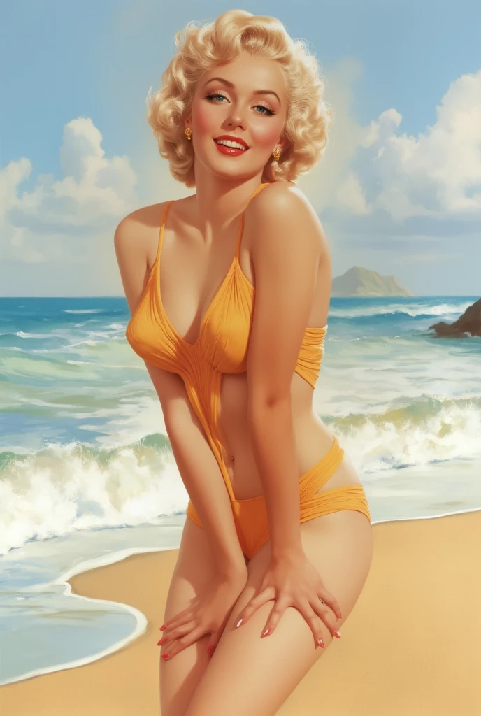 hyperrealistic art 1950s blond nude girl on the beach,  <lora:Art_Frahm:0.9> . extremely high-resolution details, photographic, realism pushed to extreme, fine texture, incredibly lifelike
