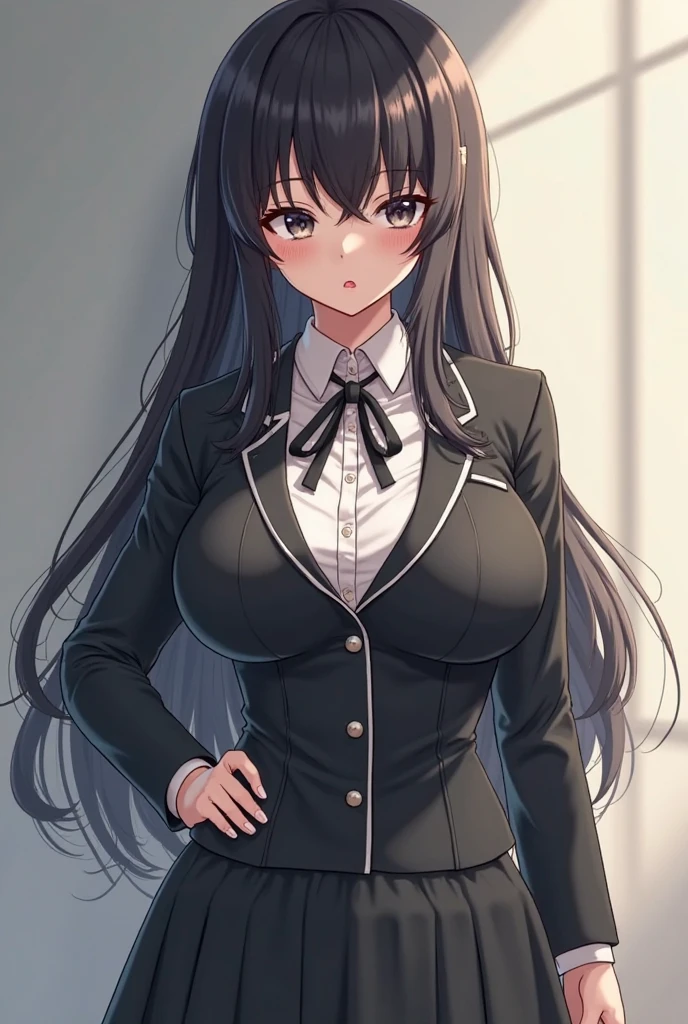 ((((perfect anatomy, Super fine skin)))), 1 girl, Japanese, 17 years old, (Delicate and super shiny skin:1.1), enjoy the scenery, (Awkward:1.2),
beautiful hair, pretty face, Beautiful and delicate eyes, (long hair:1.4, straight hair:1.7), light brown hair, (beautiful large boobgasms:1.3), earrings,
Beautifulcollarbone, beautiful body, 美丽的boobgasm, beautiful thighs, beautiful legs, beautiful-detailed fingers, five fingers, baby face, , boobgasm,
(((Long Sleeve White Shirt, Black suit vest:1.4, Black skinny miniskirt:1.4, a black bowtie, ), Thighs are shiny, Pink perspective, very sexy, crotch, Seductive thighs, camel toe)),
(Beautiful scenery), office, permanent, skirt lift by yourself, ,
(8k, top quality, masterpiece:1.2, Very detailed, , ), (lifelike), Beautiful illustration, Cinema lighting,