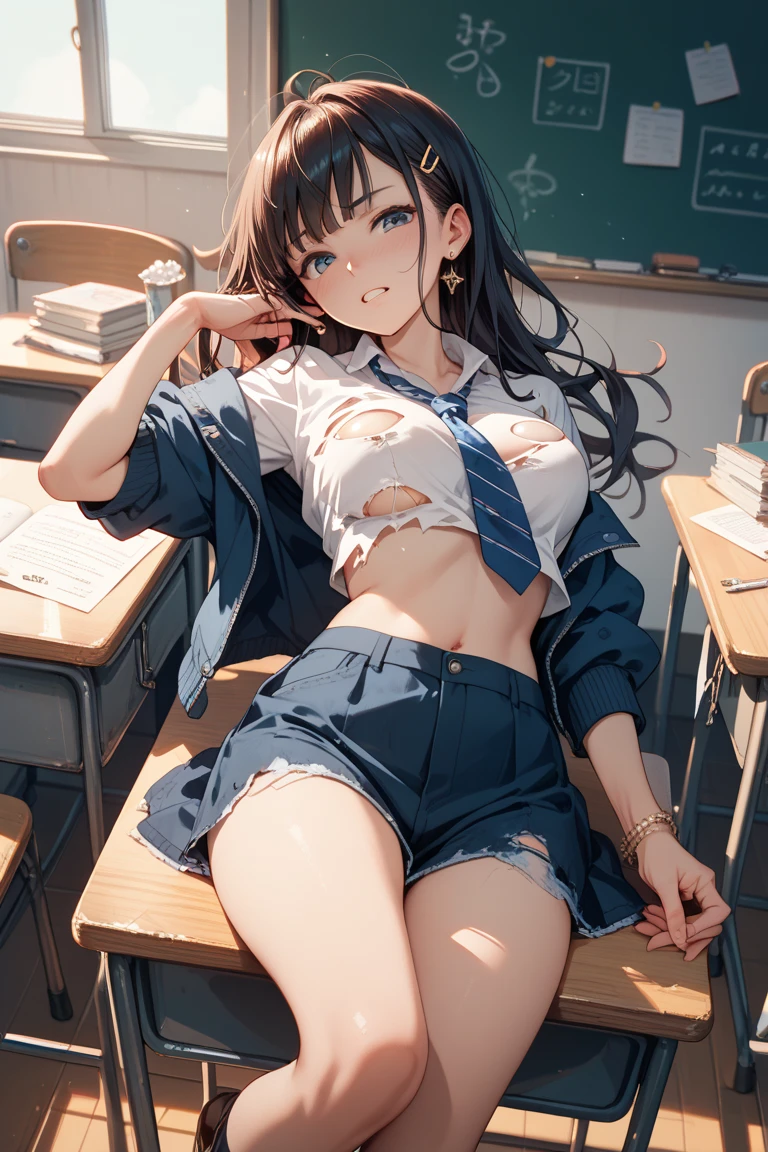 (quality)), ((masterpiece)), Recommended results、浮肿of乳头、(see through:1.5)、挺直你of背部、abdominal muscles、巨大of胸围、与地板of角度:1.2、low shooting angle、Hair loss on crotch,Hatsune Miku,((8k, original photo, 最好of质量, masterpiece), High-detail RAW color photos for professional close-up photos, (实际of, photorealism:1. 37), (最好of质量), (最好of影子), (Best Illustration), clavicle ((big breasts)), ((of, 性感of, horny)) ultra high resolution, High-detail CG unified 8K wallpaper, 基于物理of渲染, light), (Egiosar:1), 1 16 year old girl in school wearing school uniform, ((Half white coat outside)), (sailor collar school uniform), short shirt showing off the navel, in the classroom, Breasts sticking out, (split:1.2), 美丽细致of眼睛, There is light on the face, ((full-body shot)), The light is particularly strong, feminine expression, (garter stockings, Thick thighs),