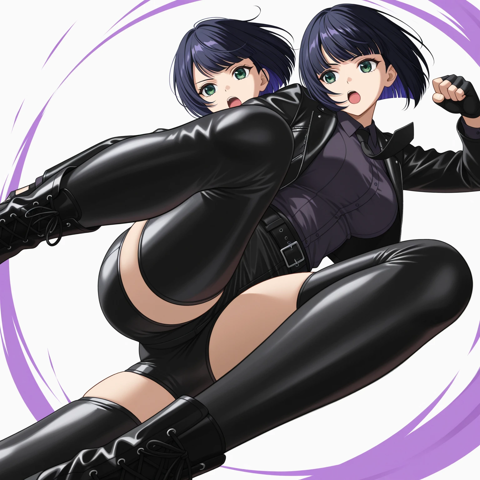 Japanese girl、Close-up of a girl in a black leotard、Black shiny latex suit, Wearing a belt around the waist、Saiyan Girl, wonderful, Nano Girl, Female body type, Inspired by Hiromu Arakawa, Anime Manga Robot!! Anime Girls, Fubuki, Full Body Suit, by Hiromu Arakawa、wonderful, silk, Beautiful and attractive anime teen, Anime Girls of the future, tears,Drooling,Pee,Sweat,Tongue out,incontinence,Peeing,Mouth open and tongue out,Estrus,Eyes wide open,Estrus,Blushing,Nipples are erect,Face is hot,Lust、Mouth wide open and tongue sticking out、incontinenceして股間が濡れています、Crying face、Droolingを垂らしている