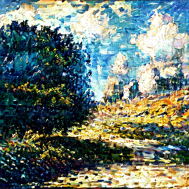 A little boy,Cover your ears with your hands,In an empty meadow,The sky is blue,Pink Clouds。Saraluki Style,Simplicity,Art,HD,high quality