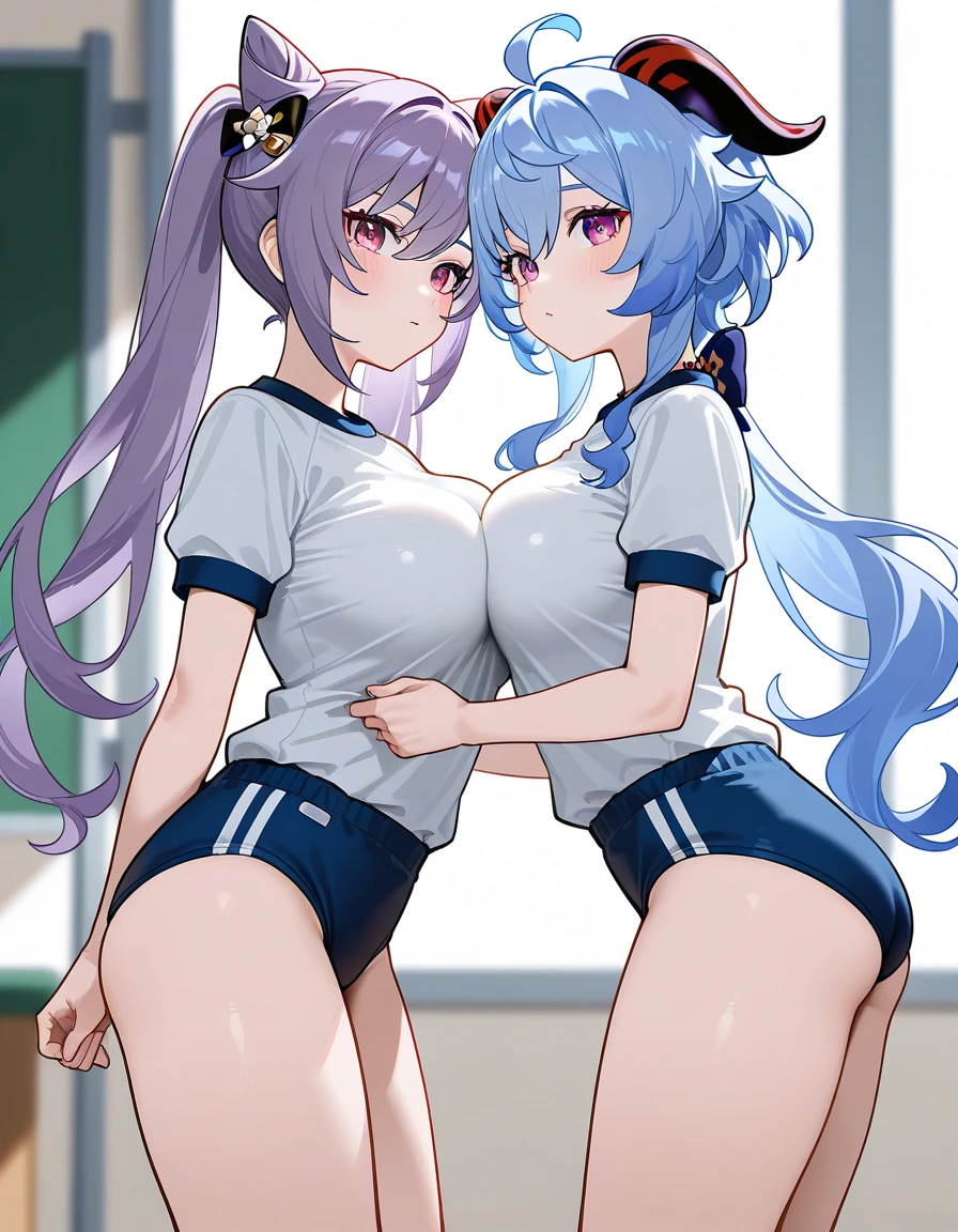 highquality illustration, masterpiece, very delicate and beautiful, attractive girl,(colorful leotard, heattech leotard,tight leotard,long_sleeve leotard,ribbed leotard,high_leg leotard,turtleneck leotard), thin,slender body,slim,gymnastics club,2 girls,gymnastics athlete,bare legs,gymnasium background,beautiful eyes, light smile,(masterpiece, best quality:1.2), highres, extremely detailed CG unity 8k wallpaper, perfect lighting, Colourful, ultra-high res,4K,ultra-detailed, photography, 8K, HDR, 17 ages,